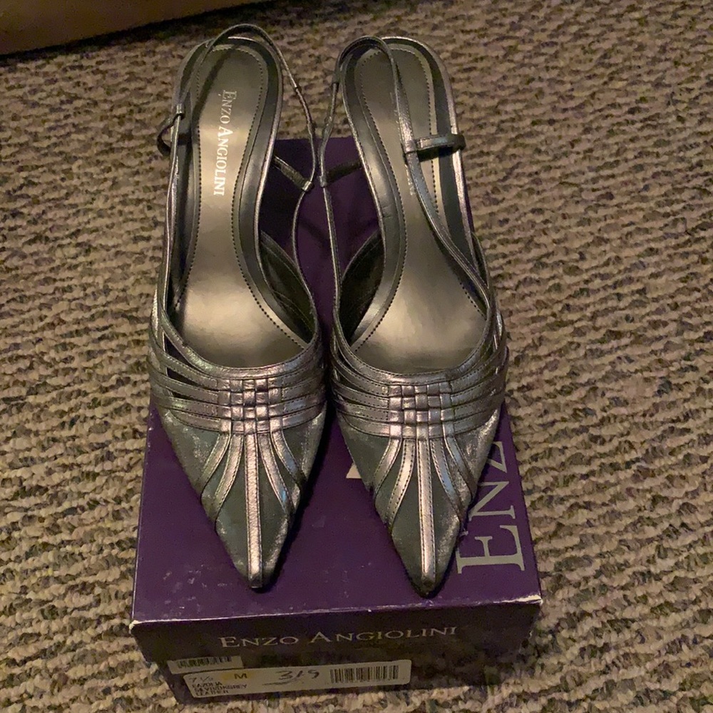 Brand new silver heels!  Enzo angioloni